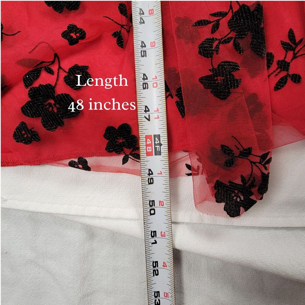 SHEIN Red and black Floral Dress Puff Sleeve Chiffon Boho Style XL - Picture 6 of 13